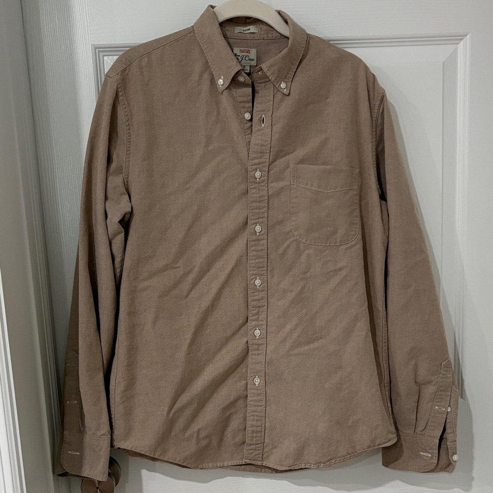JCrew Men's Tan Button-Down Shirt Size Medium
